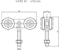 455404: dubbele RVS hangrol met draadeind M12 - serie 1 tot 600 kg-2