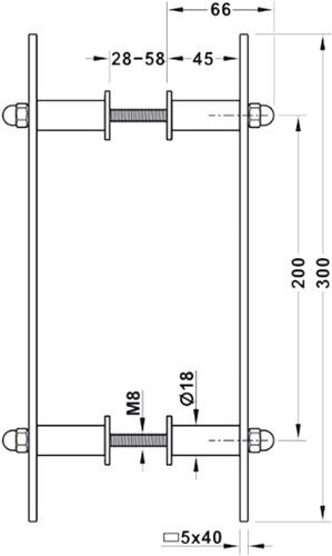 Barndoor schuifdeurgreep staal grafiet zwart - Set-2