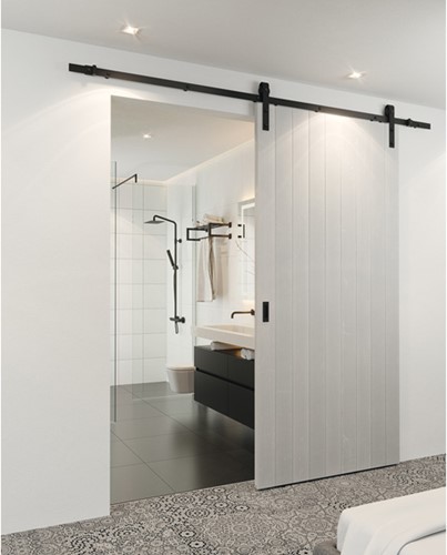Barndoor schuifdeurbeslag staal grafiet zwart - raillengte 2.5 m-3