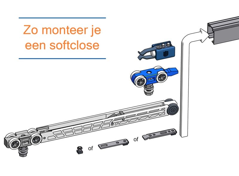 Hoe monteer je de softclose van een ROB schuifdeursysteem?