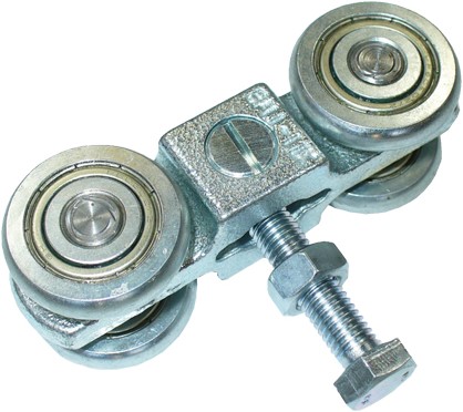 351030: dubbele hangrol met draadeind en moer - serie 0 tot 200 kg