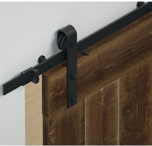 Barndoor schuifdeurbeslag staal grafiet zwart - raillengte 2.5 m