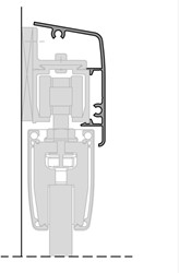 ROB afdekprofiel wand 80 kg rail - glazen deur