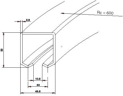 Gebogen rail 90 graden - serie 1 RVS tot 600 kg-2