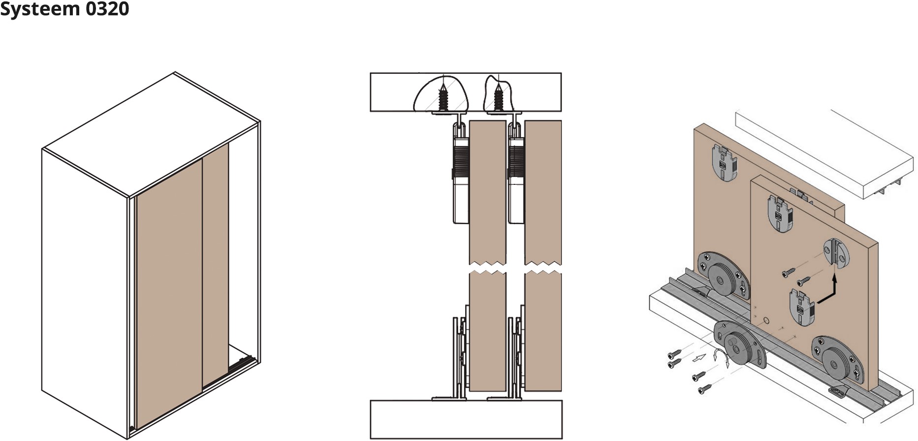 Weiland web Microbe Ophangkit schuifdeur kastsysteem 0320 - deurgewicht 40 kg