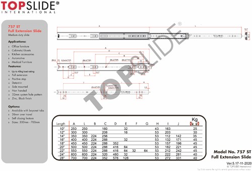 Ladegeleider Topslide 757 - 45 kg - 100% uittrekbaar-2