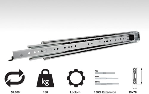 Telescoopgeleider Topslide 7619 Lock - 180 kg - 100% uittrekbaar-2