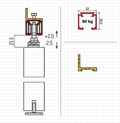 Ophangkit 040080 met muurbeugels