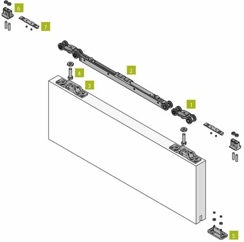 Onderdelen schuifdeursysteem 0500 120 abs