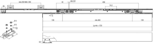 Schuifdeurset 060060 ABS afmetingen