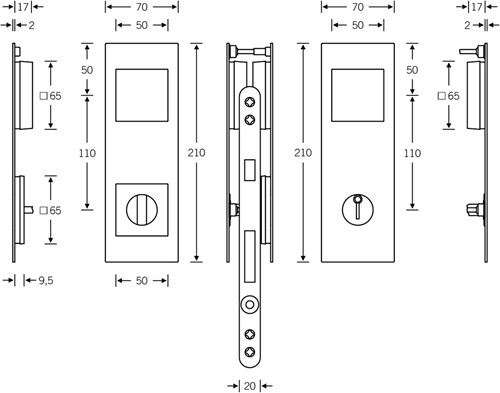 Schuifdeurslot FSB 42-4255-09008 afmetingen