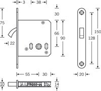 Schuifdeurslot SSF serie 71 vrij/bezet afmetingen