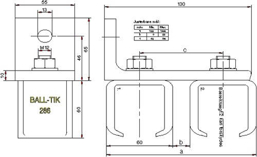 430300: verstelbare - dubbele raildrager - wandmontage - serie 1-2