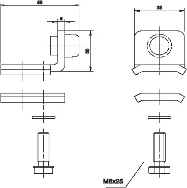 450113: RVS eindstop - montage in de rail - serie 1 RVS tot 600 kg-2