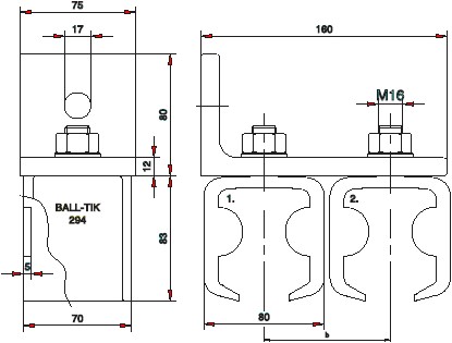 571165: verstelbare dubbele raildrager met eindstops - wandmontage - serie 2 tot 1000 kg-2