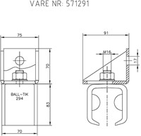 571291: verstelbare raildrager met eindstop - wandmontage - serie 2 tot 1000 kg-2