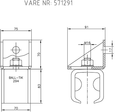 571291: verstelbare raildrager met eindstop - wandmontage - serie 2 tot 1000 kg-2
