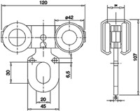 435444: dubbele hangrol met oog - serie 1 tot 600 kg-2