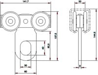 570099: dubbele hangrol met oog voor kraan - serie 2 tot 1000 kg-2