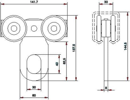 570099: dubbele hangrol met oog voor kraan - serie 2 tot 1000 kg-2