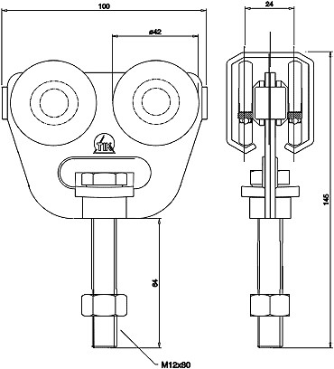 431002: dubbele hangrol met draadeind M12 80 mm - serie 1 tot 600 kg-2