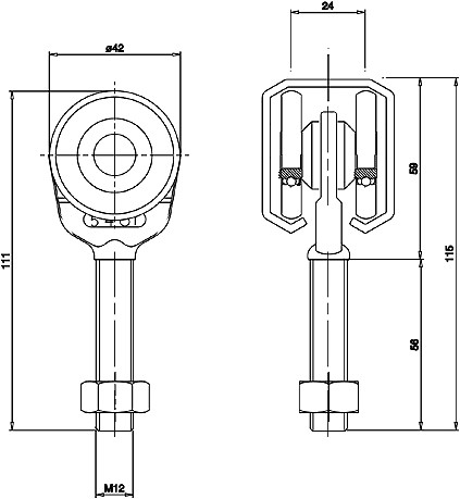 435401: enkele hangrol met draadeind M12 56 mm - serie 1 tot 600 kg-2