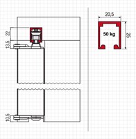 Vouwdeursysteem 0200 doorsnede
