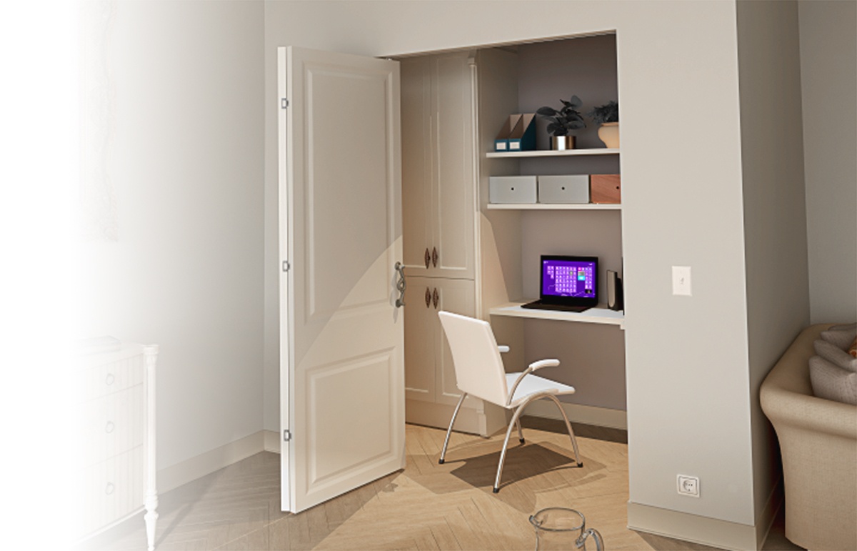 Vouwdeursysteem met twee deurpanelen voor kastdeur 